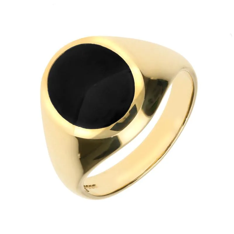 9ct Yellow Gold Whitby Jet Medium Oval Signet Ring sold by Jura Watches