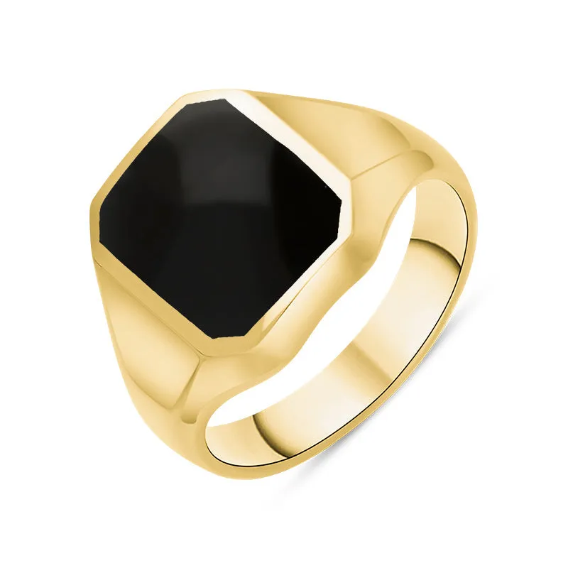 9ct Yellow Gold Whitby Jet Cut Corner Signet Ring sold by Jura Watches