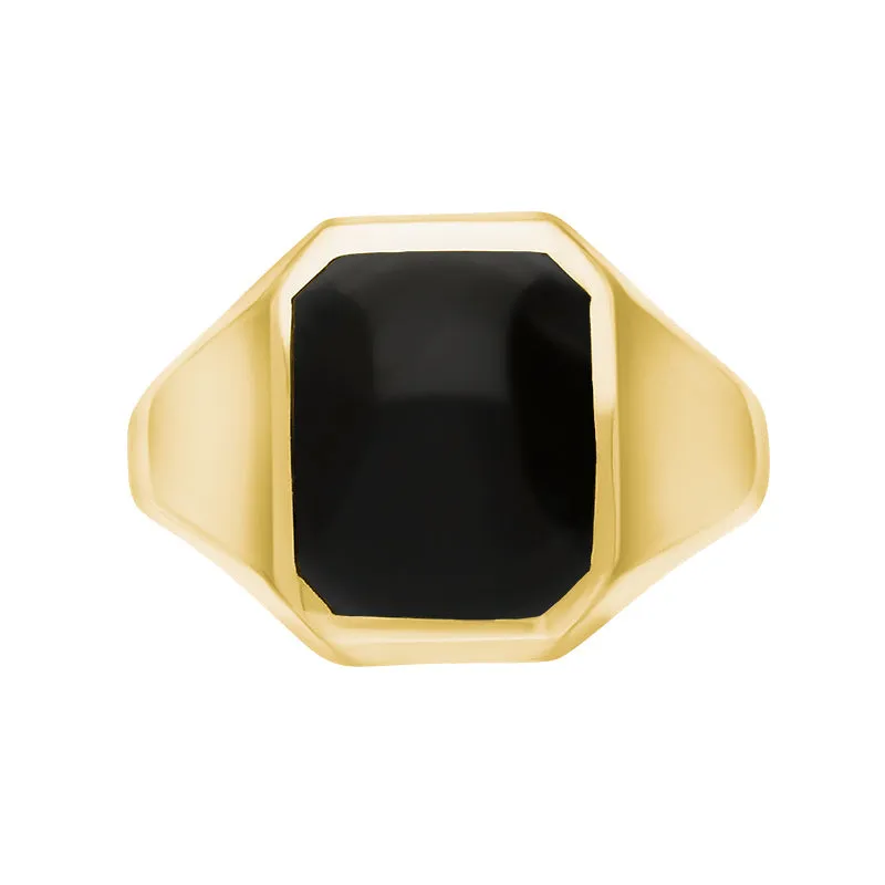 9ct Yellow Gold Whitby Jet Cut Corner Signet Ring sold by Jura Watches product image thumbnail 2
