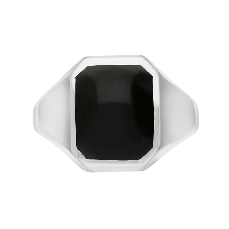 Sterling Silver Whitby Jet Cut Corner Signet Ring sold by Jura Watches product image thumbnail 2