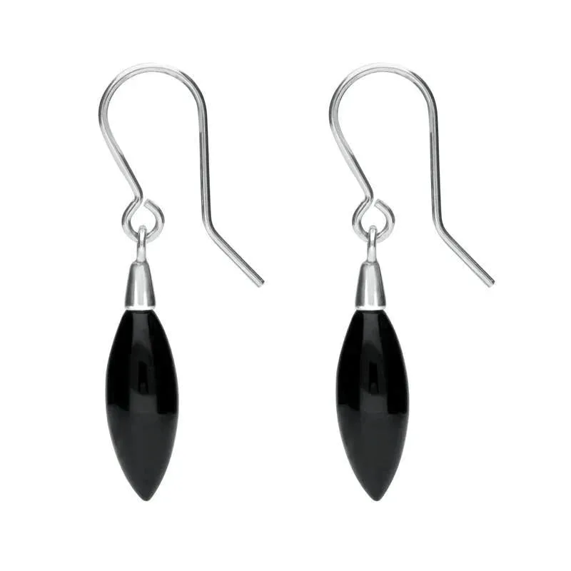 Sterling Silver Whitby Jet Carved Marquise Drop Earrings sold by Jura Watches product image thumbnail 2