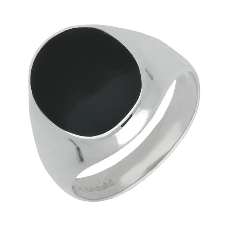 Sterling Silver Whitby Jet Large Oval Signet Ring sold by Jura Watches