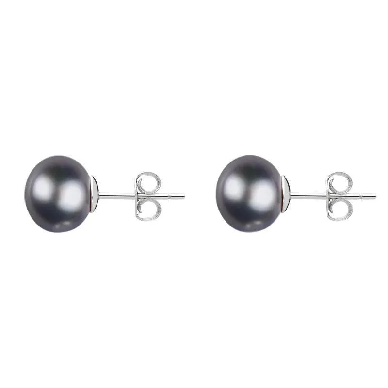 Sterling Silver 6mm Black Freshwater Pearl Stud Earrings sold by Jura Watches product image thumbnail 2