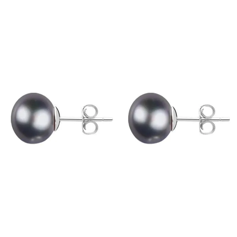 Sterling Silver 8mm Black Freshwater Pearl Stud Earrings sold by Jura Watches product image thumbnail 2