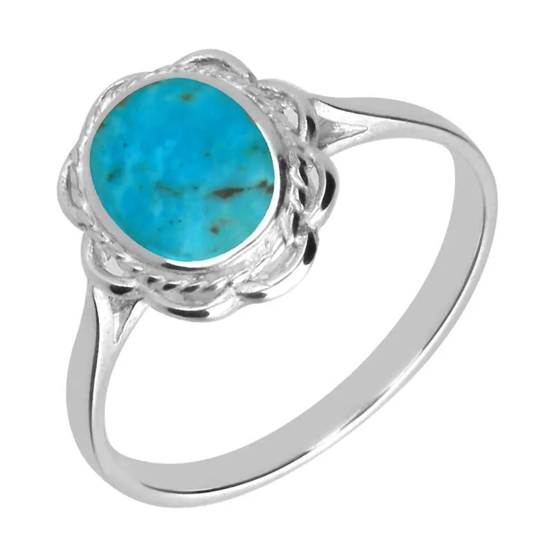 Sterling Silver Turquoise Rope Frill Ring sold by Jura Watches