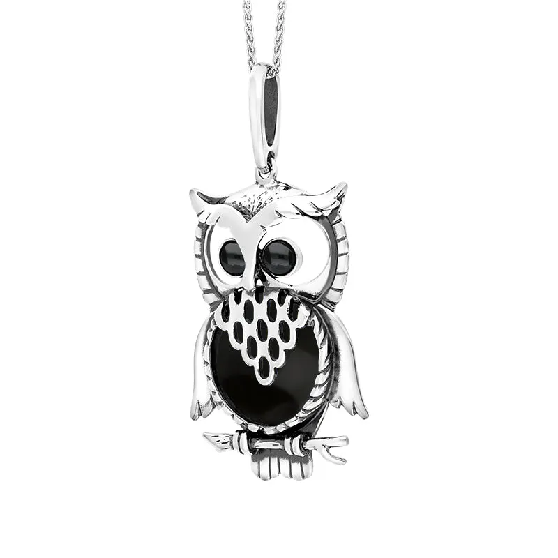 Sterling Silver Whitby Jet Large Owl Necklace sold by Jura Watches product image thumbnail 2