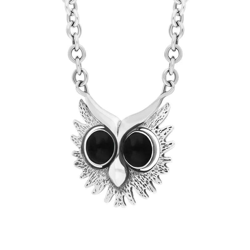 Sterling Silver Whitby Jet Owls Face Necklace sold by Jura Watches product image thumbnail 2
