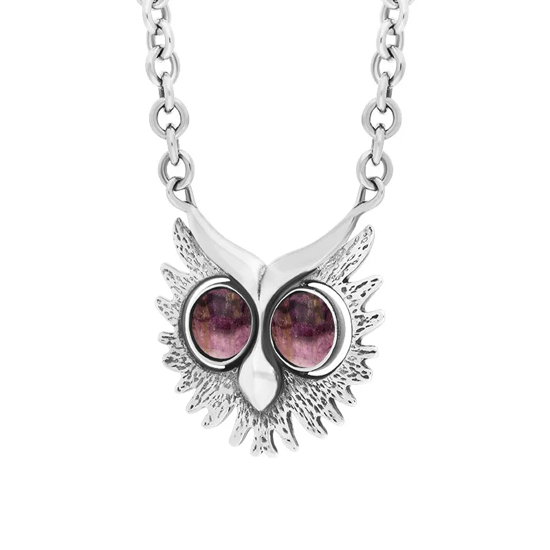 Sterling Silver Blue John Owls Face Necklace sold by Jura Watches product image thumbnail 2