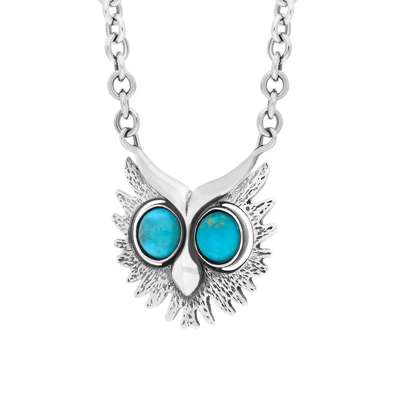 Sterling Silver Turquoise Owls Face Necklace sold by Jura Watches product image thumbnail 2