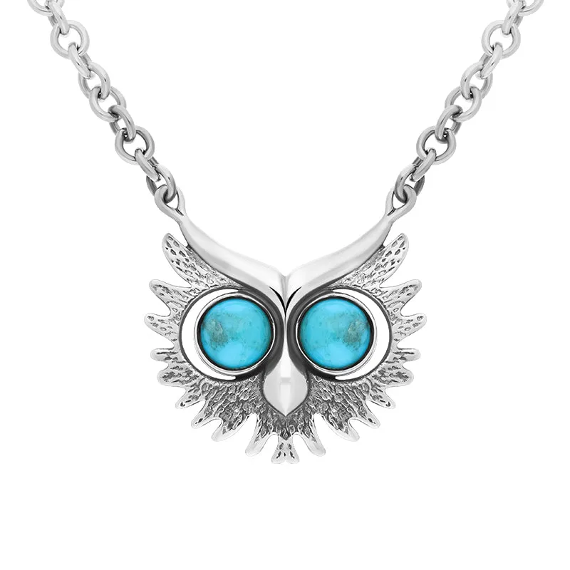 Sterling Silver Turquoise Owls Face Necklace sold by Jura Watches