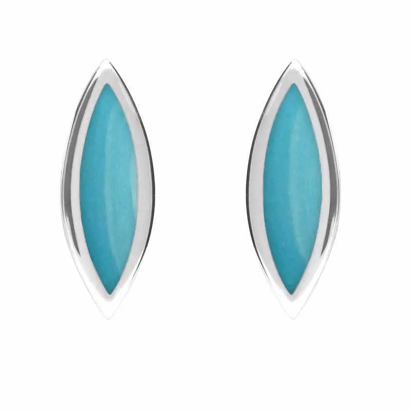Sterling Silver Turquoise Toscana Marquise Stud Earrings sold by Jura Watches