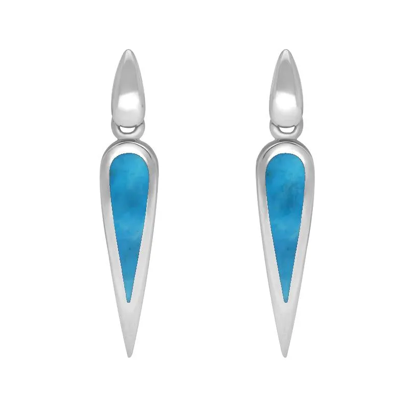 Sterling Silver Turquoise Toscana Slim Pear Drop Earrings sold by Jura Watches