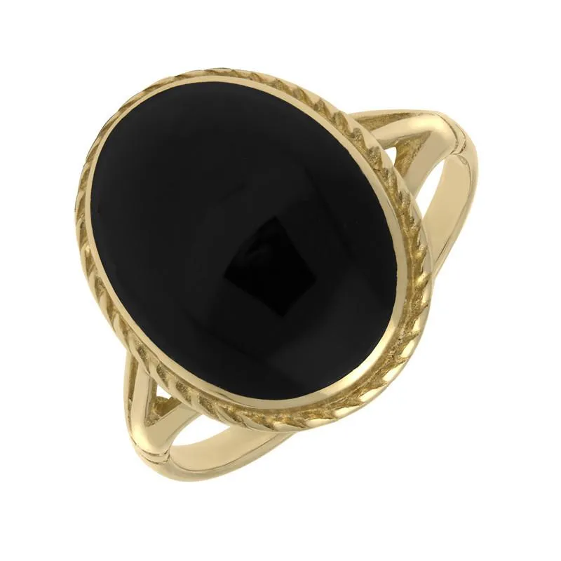 9ct Yellow Gold Whitby Jet Rope Edge Ring sold by Jura Watches