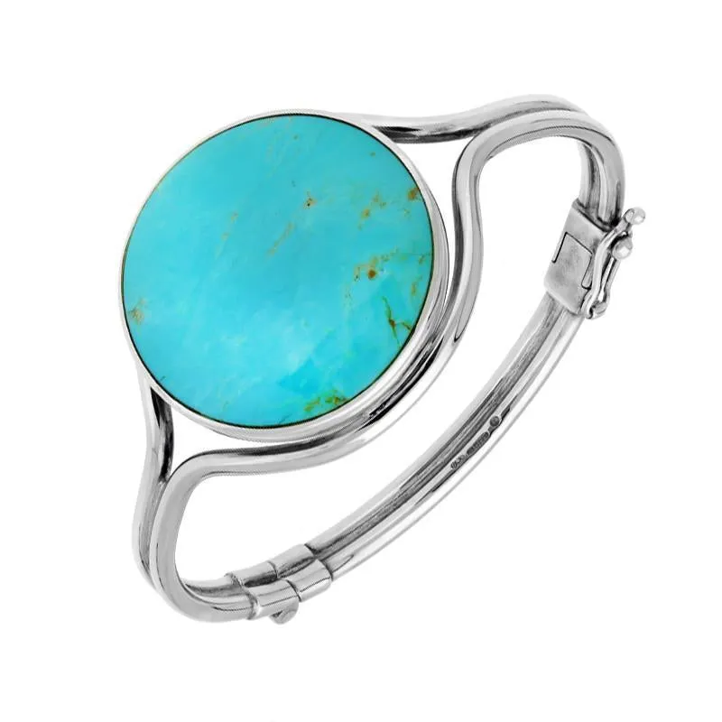 Sterling Silver Turquoise Round Hinged Bangle sold by Jura Watches