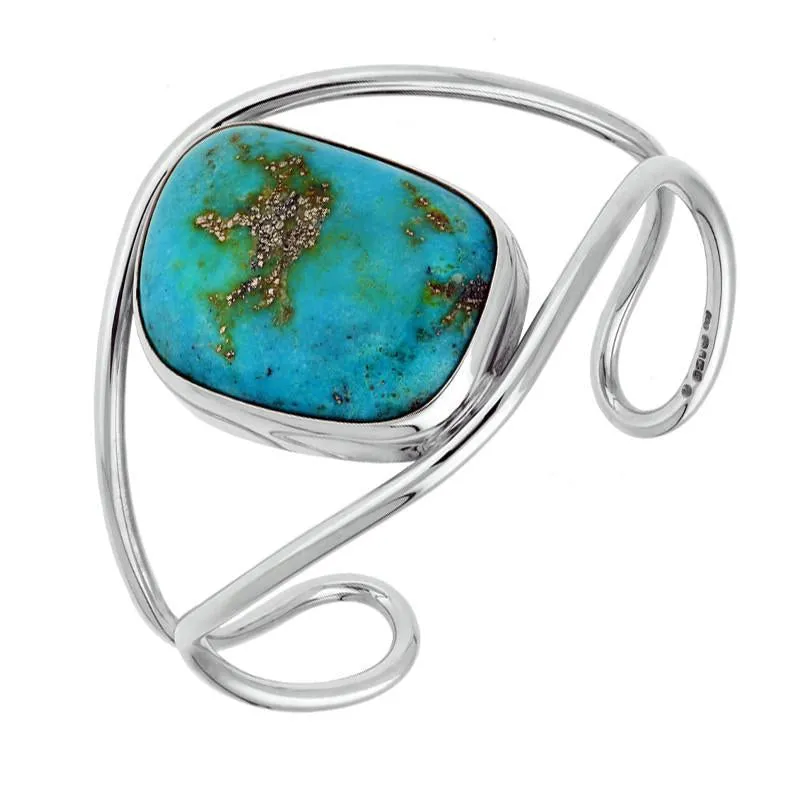 Sterling Silver Turquoise Unique Style Cuff Bangle sold by Jura Watches