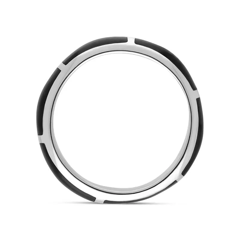 Sterling Silver Whitby Jet 6mm Gap Channel Set Wedding Band Ring sold by Jura Watches product image thumbnail 2