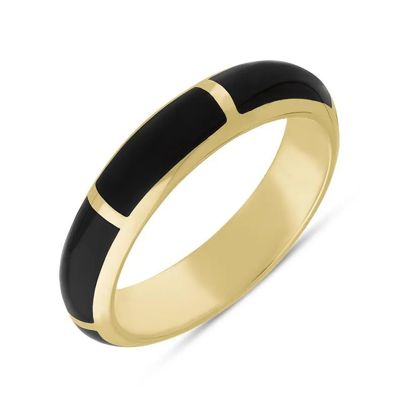 9ct Yellow Gold Whitby Jet 6mm Gap Wedding Band Ring sold by Jura Watches