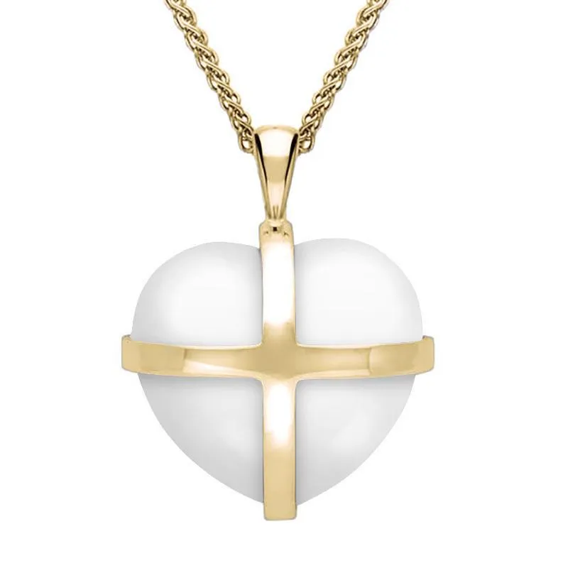 9ct Yellow Gold Bauxite Medium Cross Heart Necklace sold by Jura Watches