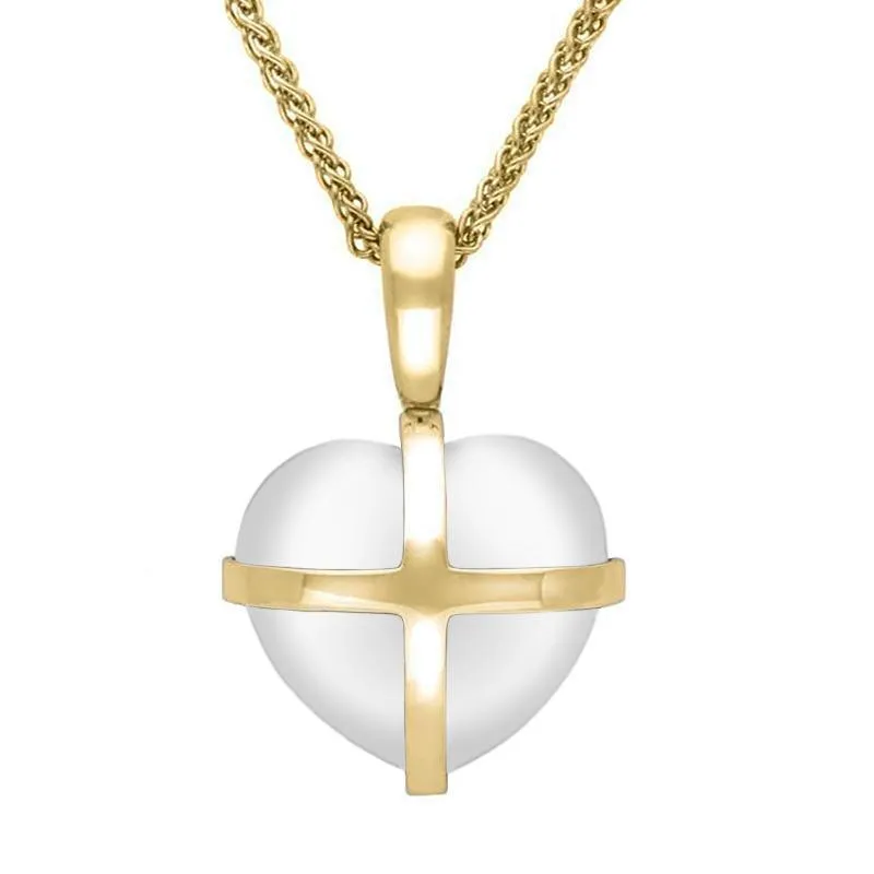 9ct Yellow Gold Bauxite Small Cross Heart Necklace sold by Jura Watches