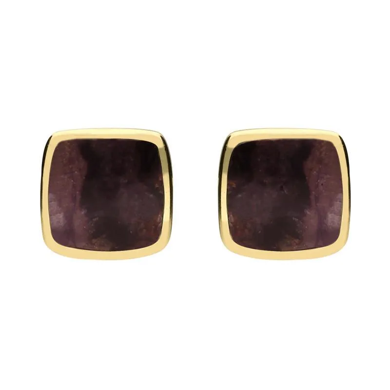 9ct Yellow Gold Blue John Cushion Stud Earrings sold by Jura Watches