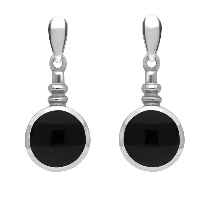 Sterling Silver Whitby Jet Bottle Top Drop Earrings sold by Jura Watches