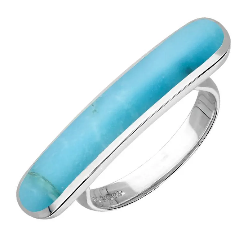 Sterling Silver Turquoise Lineaire Long Oval Ring sold by Jura Watches