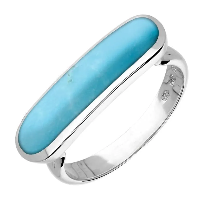 Sterling Silver Turquoise Lineaire Petite Oval Ring sold by Jura Watches
