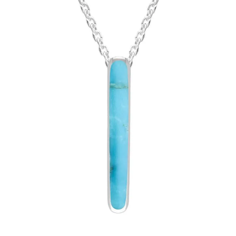 Sterling Silver Turquoise Lineaire Drop Oval Necklace sold by Jura Watches