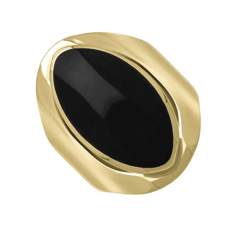9ct Yellow Gold Whitby Jet Medium Oval Ring sold by Jura Watches