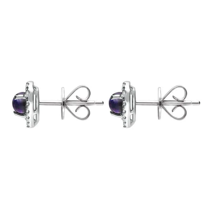 18ct White Gold Blue John and Diamond Heart Earrings sold by Jura Watches product image thumbnail 2