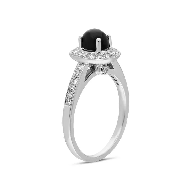 18ct White Gold Whitby Jet 0.54ct Diamond Oval Shoulder Ring sold by Jura Watches product image thumbnail 4