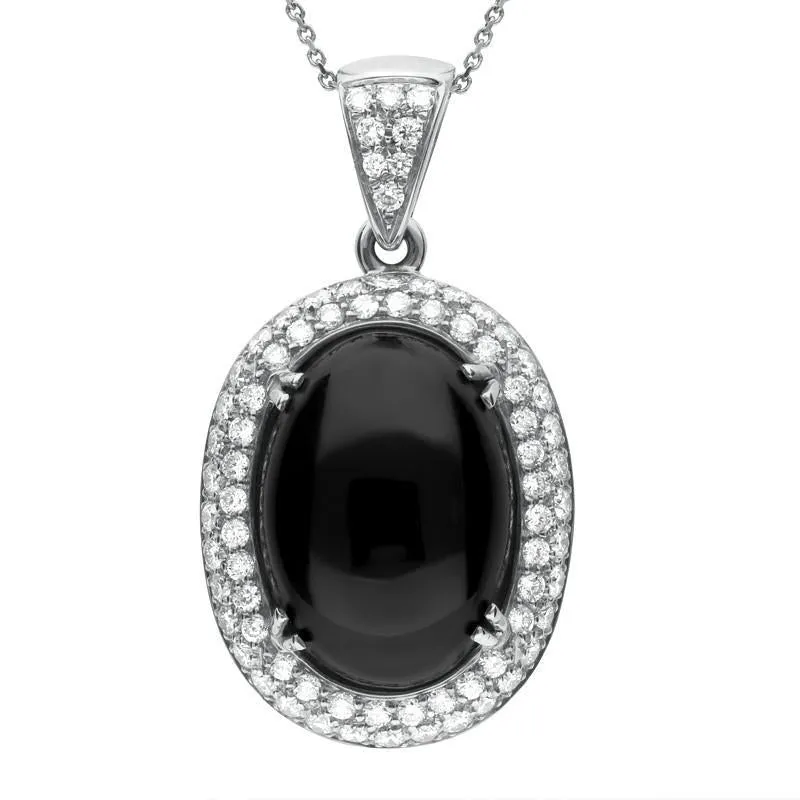 18ct White Gold Whitby Jet 1.57ct Diamond Large Oval Necklace sold by Jura Watches