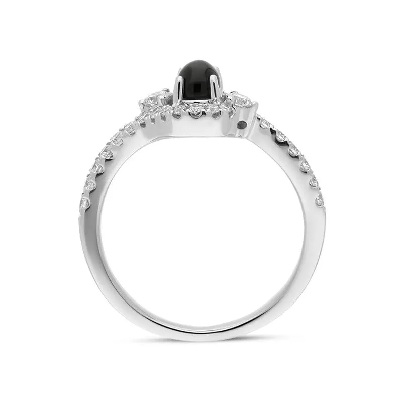 18ct White Gold Whitby Jet 0.37ct Diamond Oval Wrap Ring sold by Jura Watches product image thumbnail 2