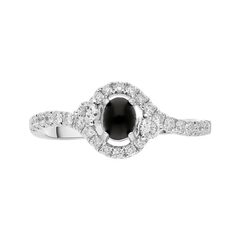 18ct White Gold Whitby Jet 0.37ct Diamond Oval Wrap Ring sold by Jura Watches product image thumbnail 3