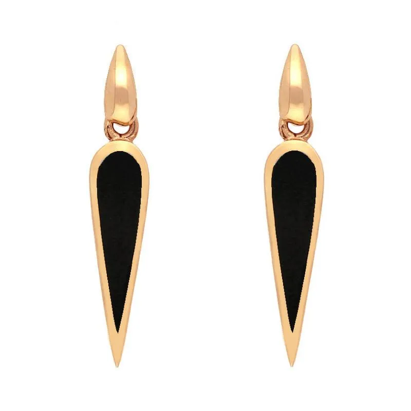 9ct Rose Gold Whitby Jet Toscana Slim Pear Drop Earrings sold by Jura Watches