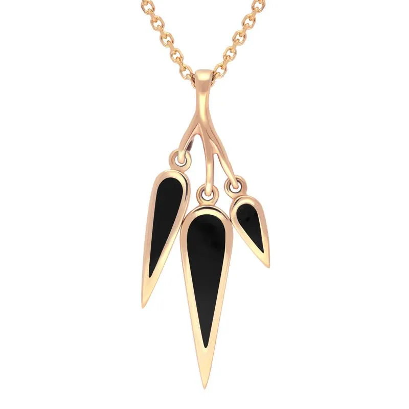 9ct Rose Gold Whitby Jet Toscana Three Drop Graduated Necklace sold by Jura Watches