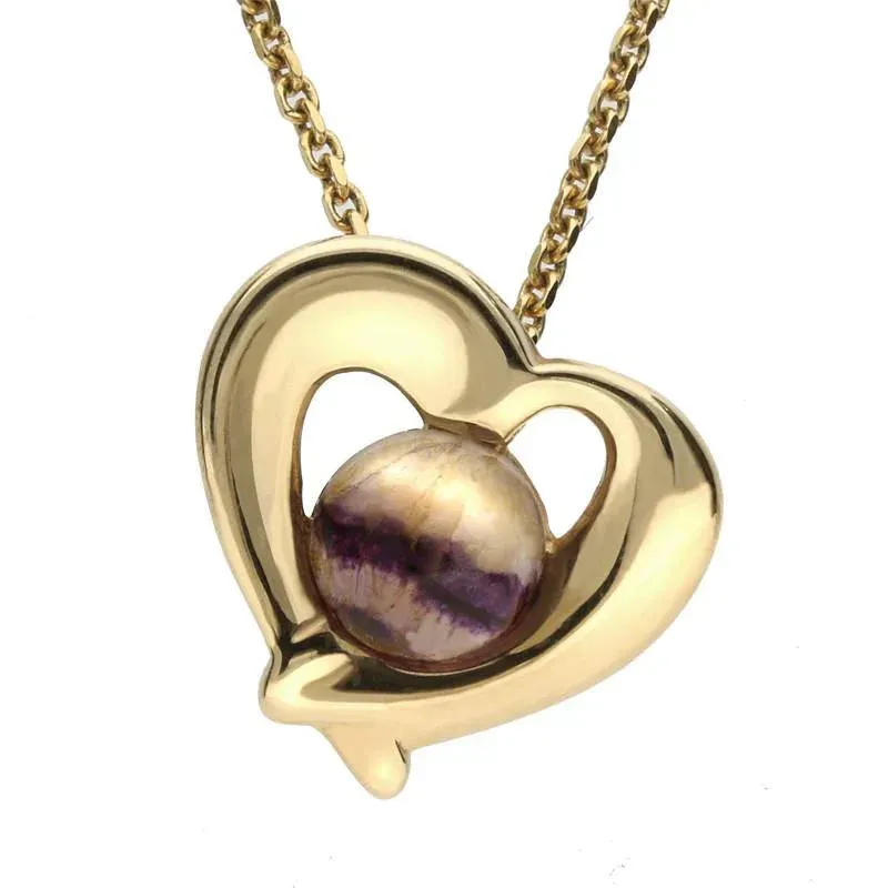 9ct Yellow Gold Blue John Abstract Heart Necklace sold by Jura Watches