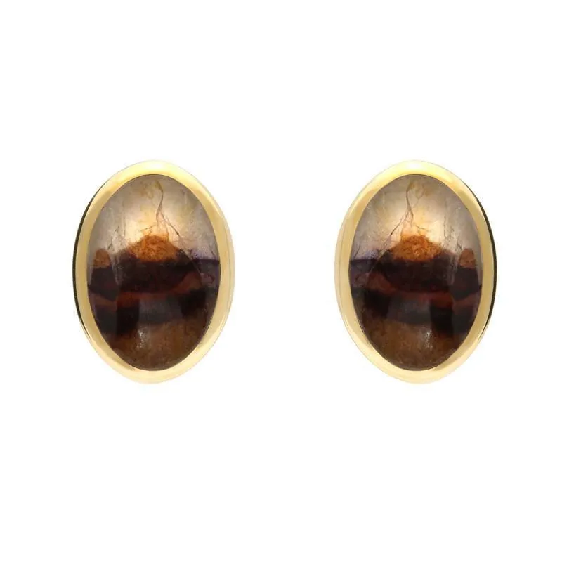 9ct Yellow Gold Blue John Oval Studs sold by Jura Watches