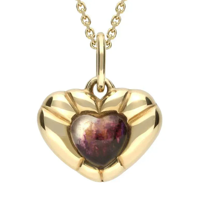 9ct Yellow Gold Blue John Ridged Heart Necklace sold by Jura Watches