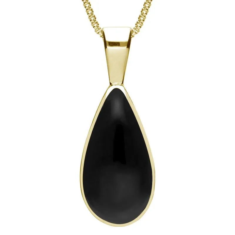 9ct Yellow Gold Whitby Jet Classic Teardrop Necklace sold by Jura Watches