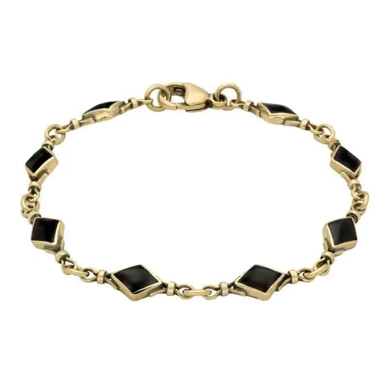 9ct Yellow Gold Whitby Jet Diamond Shaped Bracelet sold by Jura Watches