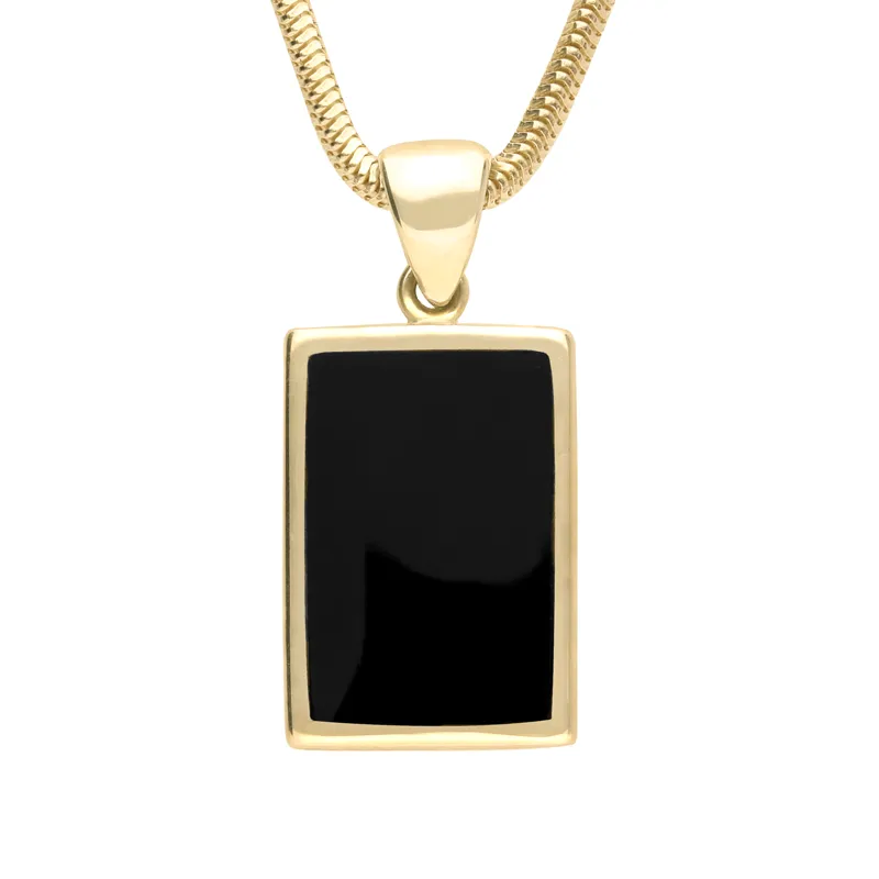9ct Yellow Gold Whitby Jet Oblong Necklace sold by Jura Watches