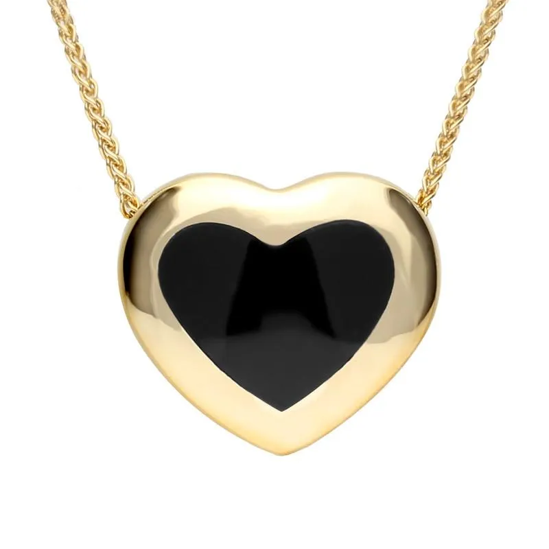 9ct Yellow Gold Whitby Jet Framed Heart Necklace sold by Jura Watches