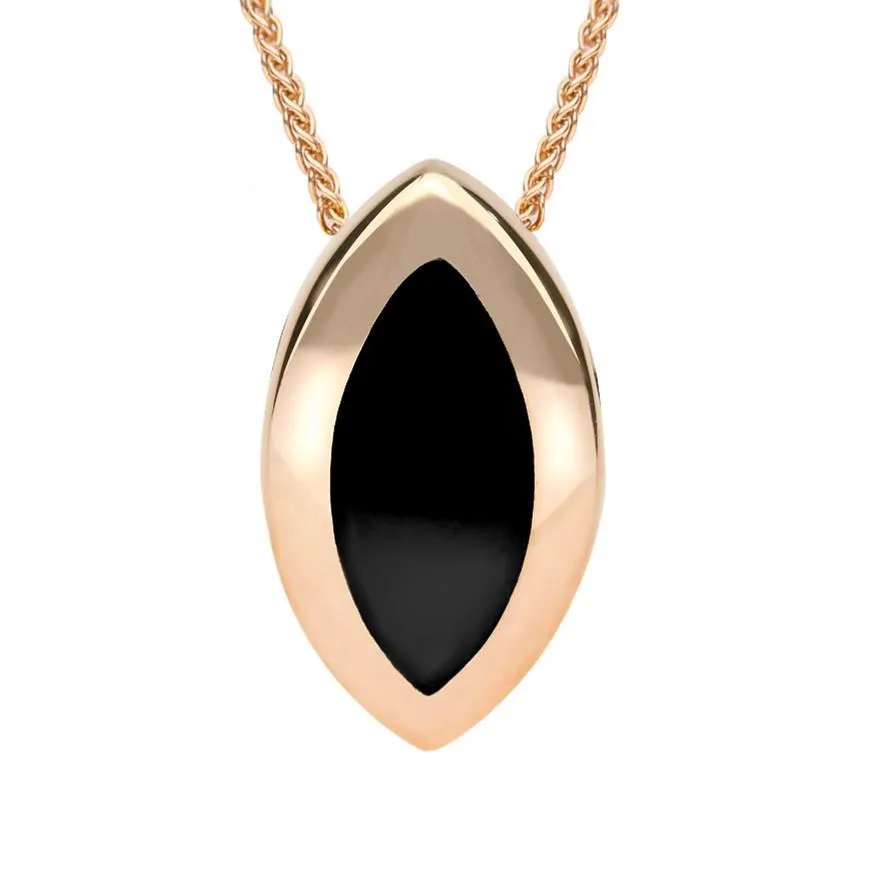9ct Rose Gold Whitby Jet Framed Marquise Necklace sold by Jura Watches