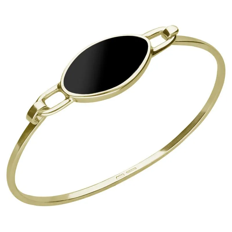 9ct Yellow Gold Whitby Jet Oval Slim Bangle sold by Jura Watches