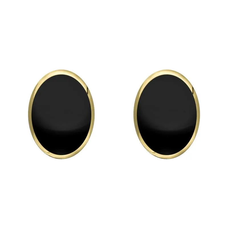9ct Yellow Gold Whitby Jet 8mm x 6mm Classic Medium Oval Stud Earrings sold by Jura Watches