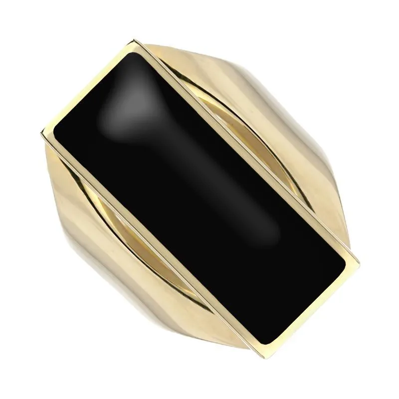 9ct Yellow Gold Whitby Jet Medium Oblong Ring sold by Jura Watches