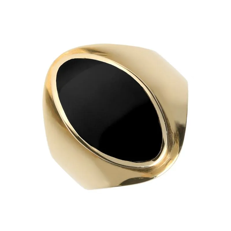9ct Yellow Gold Whitby Jet Oval Ring sold by Jura Watches