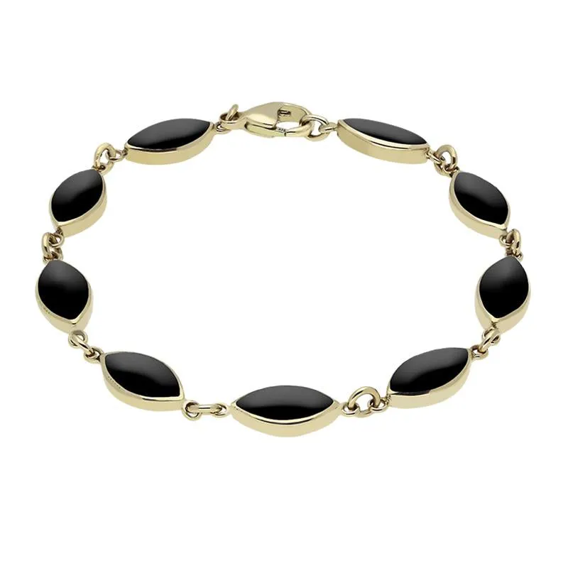 9ct Yellow Gold Whitby Jet Marquise Bracelet sold by Jura Watches