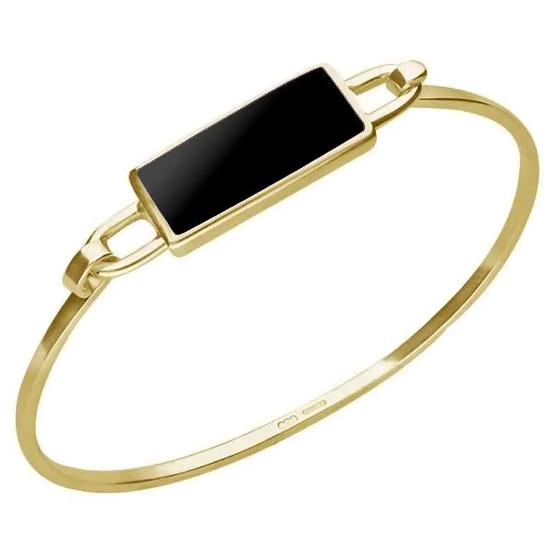 9ct Yellow Gold Whitby Jet Slim Oblong Bangle sold by Jura Watches